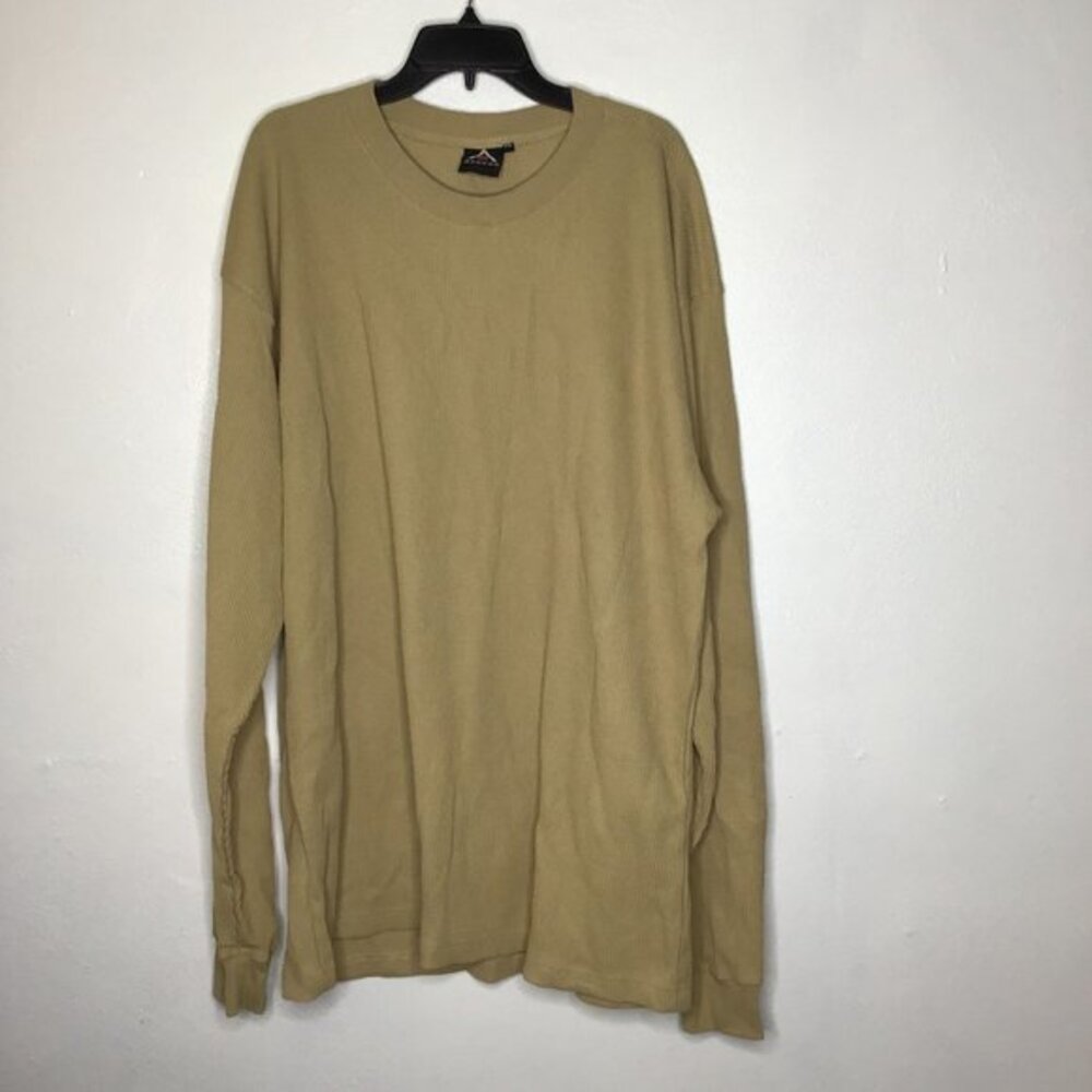 Access Men Long Sleeve Shirt Waffle Knit Tan Brown Size 4XL